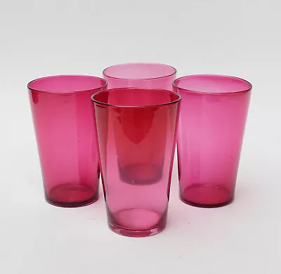 Buy CRANBERRY GLASS - FOUR 9.5cm High Tumber Glasses • 17.50£
