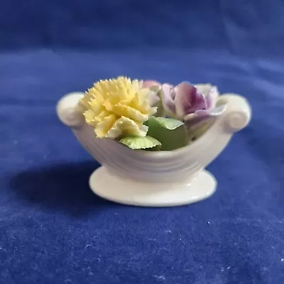 Buy VTG Royal Adderley Flower Bouquet Basket Shell Bowl Floral Bone China Figurine • 15.16£