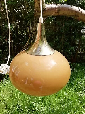 Buy Vintage Danish Holmegaard Caramel Cased Glass Onion Pendant Ceiling Light PAT • 175£