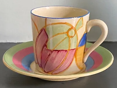 Buy Clarice Cliff Pastel Melons Coffee Cup And Saucer Tankard Shape Excellent Condit • 349.99£