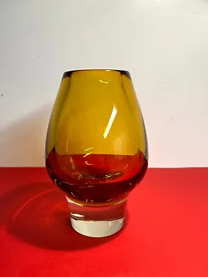 Buy Vintage Heavy Amber Glass Murano Style Flower Vase • 28£