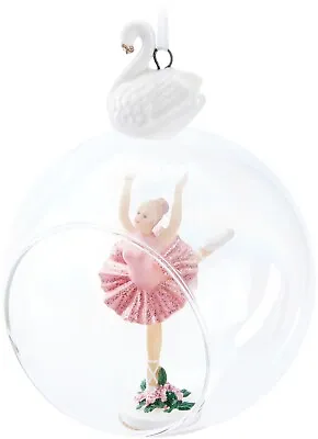 Buy Glass Bauble Clear Ballerina Pink Tutu 10cm Xmas Tree Decor Porcelain Schwan • 20.99£