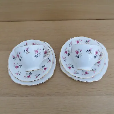 Buy 1 Pair Royal Osborne Pink Rose Bone China Trio Tea Set Cup Saucer & Side Plates • 4.99£
