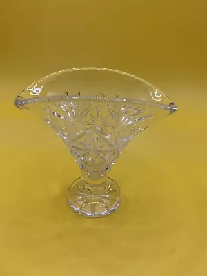 Buy Vintage Brilliant Cut Crystal Oval Trumpet Fan Shaped Vase. 15cm Tall • 8.99£