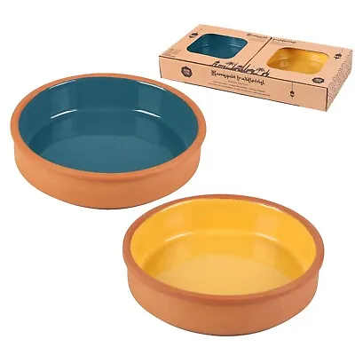 Buy Terracotta Tapas Dishes Spanish 16cm Cazuelas Pots Olive Bowls Glazed Set Of 2 • 8.99£
