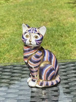 Buy Royal Crown Derby Paperweight Seated Cat - English Bone China - Silver Stopper • 40£