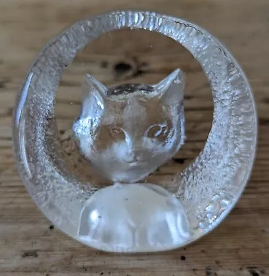 Buy Vintage Mats Jonasson Cat Glass Lead Crystal Paperweight 9176 8cm Ht. • 6.99£