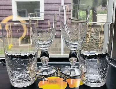 Buy Mid Mod Pier 1 Chunky Crackle Water Wine Highball Glass Set Of 4 • 47.41£