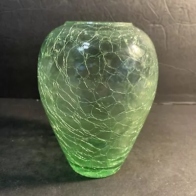 Buy Beautiful,  Green 6.25  Blown  CRACKLE GLASS VASE • 23.62£