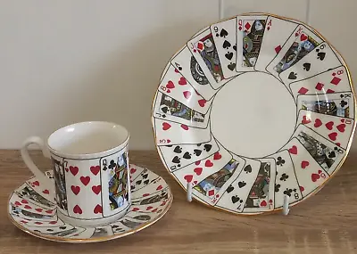 Buy Vintage Queens Staffordshire Cut For Coffee Bone China Playing Card Theme Trio • 13.60£