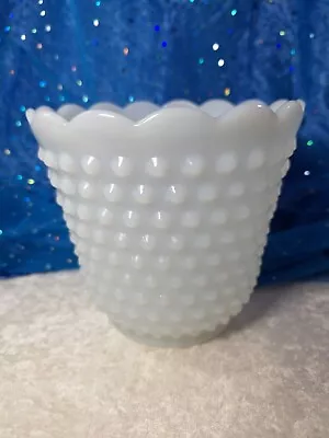 Buy VTG Fire King Hobnail White Milk Glass Scalloped Planter Bowl Vase  5in H X 6inW • 11.75£