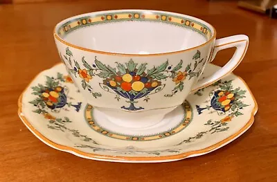Buy Crown Ducal Ware England A1476 Cup And Saucer Blue Urn Fruit - Vintage 1920’s • 23.24£