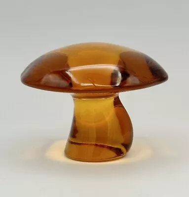Buy Vintage Viking Glass Mushroom Paperweight Amber 3  Cap 2  Tall MCM 1970s • 142.08£