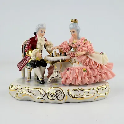 Buy Dresden Lace Figurine, Chess Players • 90£