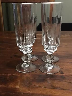 Buy French Glass Champagne Prosecco Glasses Set 4 Patterned Glass Textured Stem  • 11.99£