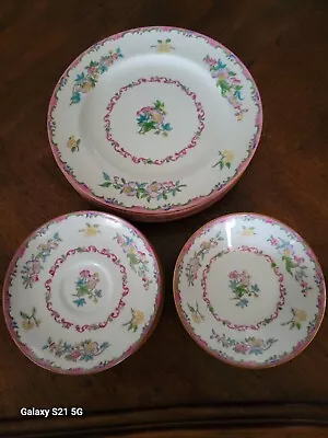 Buy Set Of 17 Minton B925 Hand Colored Flowers Pink Bone China Plates, Bowls, Saucer • 71.04£