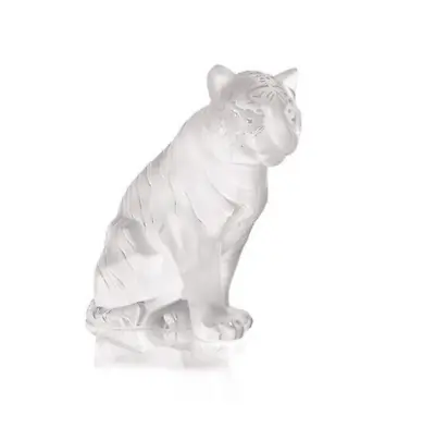 Buy Lalique Crystal Sitting Tiger Small Sculpture Clear Crystal Ref 10058000 • 475£
