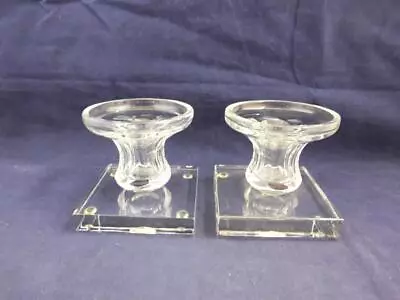 Buy Pair Of Wedgwood Clear Crystal Glass Dinner Candle Holders. • 24.96£