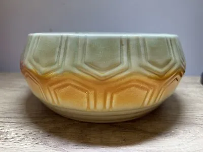 Buy Shorter & Sons Pottery Bowl Orange Green Geometric Pattern 1930s Art Deco 200 • 18£