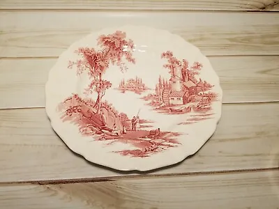 Buy Lot Of 4 Vintage Johnson Bros. England Red OLD MILL Dinnerware Plates • 42.67£