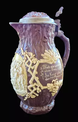 Buy Villeroy & Boch Mettlach Art Nouveau Antique Large 30CM Beer Mug Wine Mug Circa 1900 • 514.91£