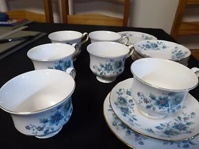 Buy Vintage Queen Anne Blue Floral Tea Set • 10£