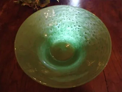 Buy Nazeing Large Clouded Mottled Green Bubble Glass Bowl • 40£