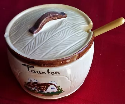 Buy Early Vintage Manor Ware- TAUNTON - PRESERVE POT - COMPLETE WITH SPOON AND LINER • 1.50£