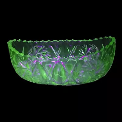 Buy Sowerby Hobstar Uranium Glass Boat Shaped Mantle Bowl Glass Dish - 1930s • 14.99£