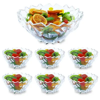 Buy 7Pc Glass Bowl Set Trifle Crystal Cut Clear Dessert Serving Bowls Fruit Salad • 20.99£