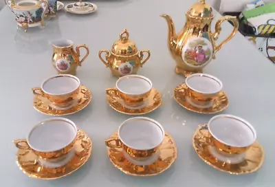 Buy Beautiful Fine China Tea Set In Gold - 6 X Cups, Tea, Sugar And Milk Pot • 20£