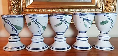 Buy 5 Vintage English Studio Pottery Hand Made & Painted Wine Pottery Goblets C1980s • 17.50£