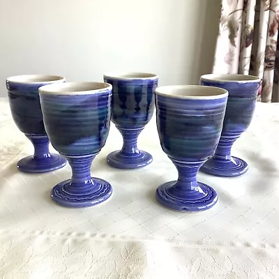 Buy 5 Campbeltown Studio Pottery Kintyre Small Goblets Blue • 14.99£