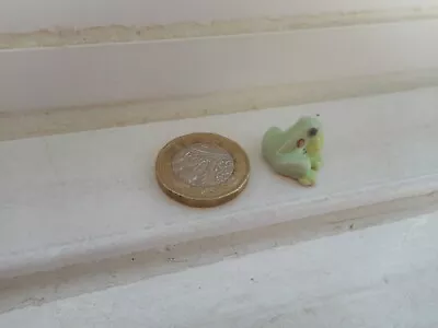 Buy Frog - Beautiful - Detailed Tiny Miniature Pottery, Pale Green & Yellow Frog • 3.20£