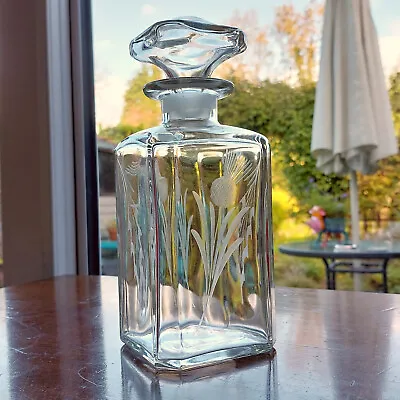 Buy Vintage Thistle Etched Glass Whisky Decanter • 14.99£