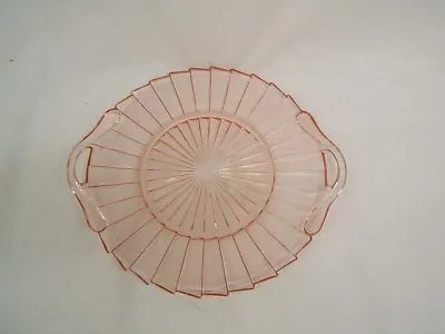 Buy Jeannette Depression Ware Pink  Pinwheel  Round Handled Tray VGC • 17.02£