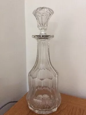 Buy Lovely Vintage Cut Glass Decanter With Stopper Beautiful H11”W 9.5” • 10£