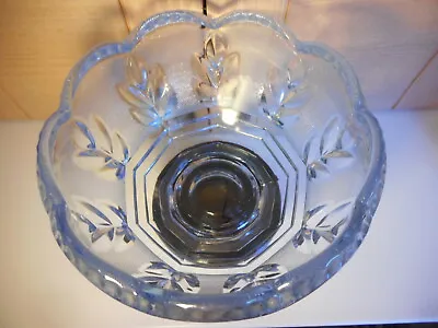 Buy Art Deco Blue Glass Fruit Bowl With Black Glass Stand 1930's • 10£