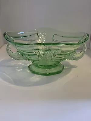 Buy Vintage 1930’s Sowerby Art Deco Green Glass Bowl With Elephant Handles • 14.99£
