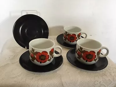Buy Alfred Meakin Pimpernel Cups & Saucers Glo White Ironstone Rare Retro • 9.99£
