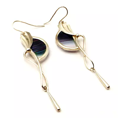 Buy Vintage Sterling Silver And Ditchfield Glass Long Drop Earrings By Pat Cheney • 199.99£