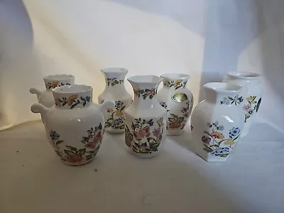 Buy Lot Of 7 Aynsley Fine Bone China Cottage Garden Pattern Miniature Vases • 25£
