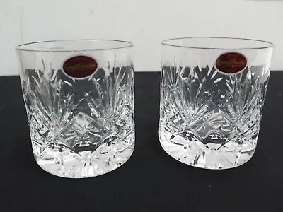 Buy Royal Brierley Pair Of Cut Glass 9cm Whiskey Tumbler Glasses • 9.99£
