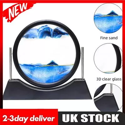 Buy NEW Moving Sand Art Picture Round Glass Quicksand Painting 3D Deep Sandscape UK • 4.09£