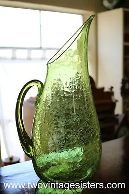 Buy Blenko Crackle Glass Lime Green Glass Pitcher • 193.02£