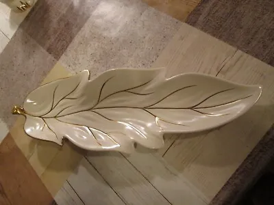 Buy Carlton Ware Oblong 35 Cm Long ,Leaf Dish , Cream With Gold Veins ,lovely . • 7£