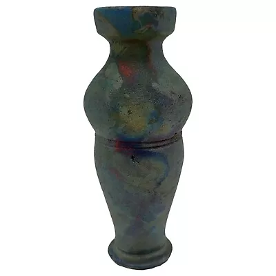 Buy Handmade Pottery Raku Bud Vase - 6  Small Green Metallic Iridescent Textured • 24.96£