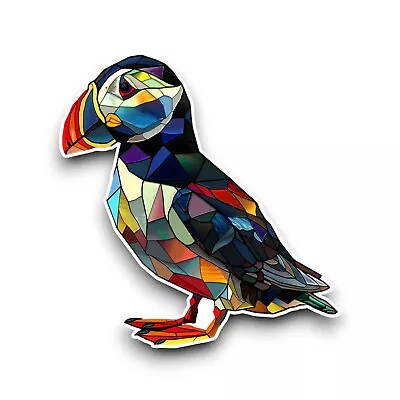Buy Puffin Bird Animal Stained Glass Design Opaque Vinyl Sticker Decal 95x90mm • 2.59£