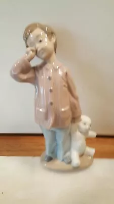 Buy Lladro Nao Figurine Boy Playing With Teddy Bear Handmade In Spain  (1990) H20cm • 25£