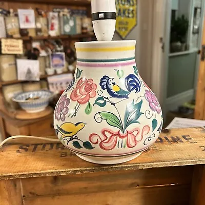 Buy Vintage Poole Pottery Colourful Table Lamp With Pretty Flowers & Birds – Great! • 29.99£